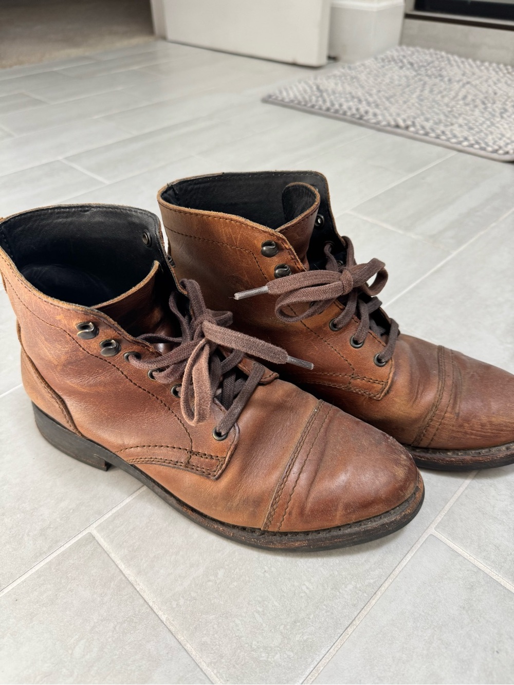 Brown Leather Lace-Up Ankle Boots for Women